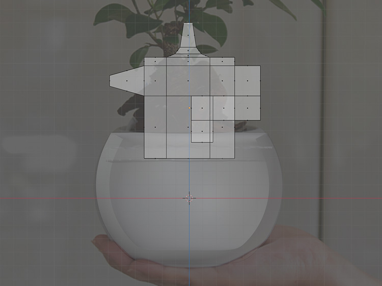 押し出しと拡大縮小を繰り返して、幹の原型をモデリングします
