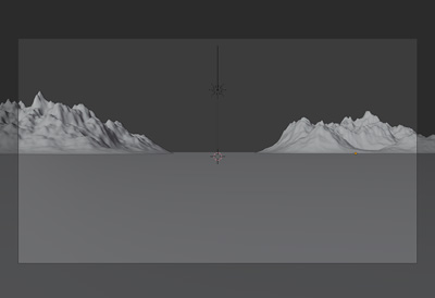岩山のサイズと位置をSとGで調整して、カメラにうまく納めます