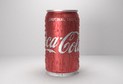 水滴のマテリアルを設定したコカ・コーラ