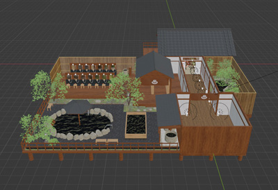 温泉ワールドのモデルを制作