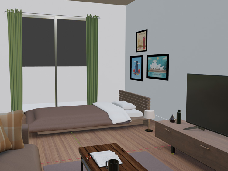 部屋の3DCGを修正してglTFに出力